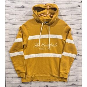 The Hundreds Hoodie Mens L Yellow Pullover Streetwear Spell Out Striped